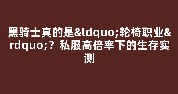 黑骑士真的是“轮椅职业”？私服高倍率下的生存实测