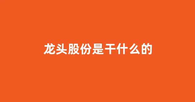 龙头股份是干什么的(龙头股份是做什么的概念股)_https://www.brunchezvous.com_旅游攻略_第1张