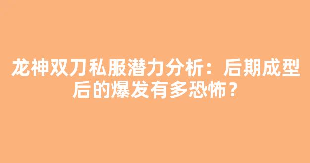 龙神双刀私服潜力分析：后期成型后的爆发有多恐怖？